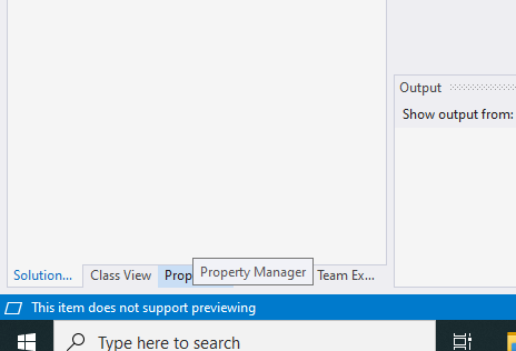 Visual Studio Property Manager Tab